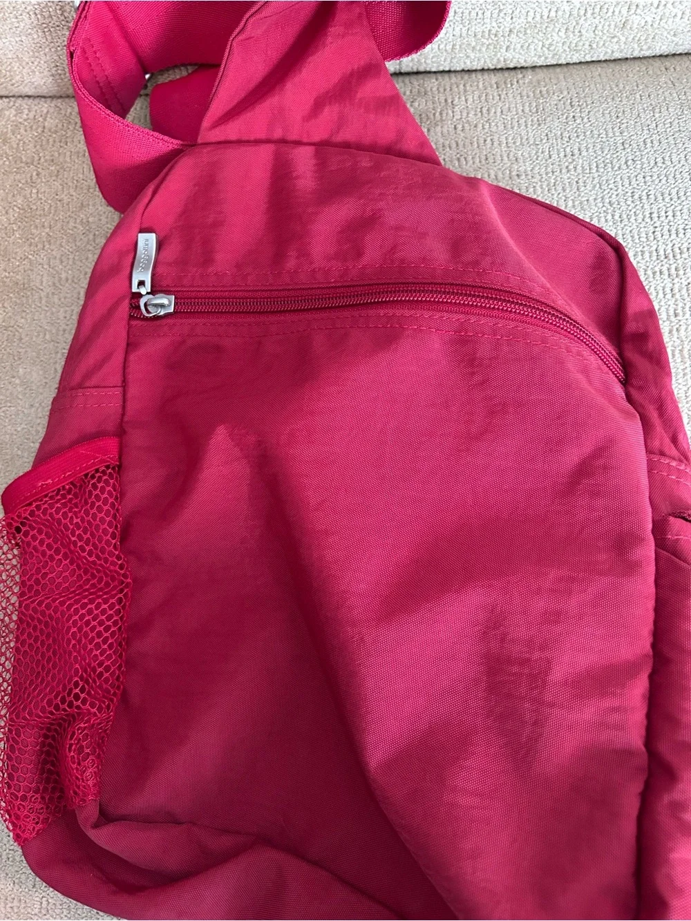 Baggallini Red Nylon Sling Travel Backpack Pockets Pockets Pockets